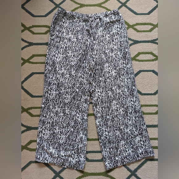 Chico's Pants - Chico's Linen Leopard Animal Print Wide High Waist Leg Pants